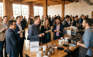 HourCoffee mobile barista setup at a corporate event helping HR teams simplify catering.